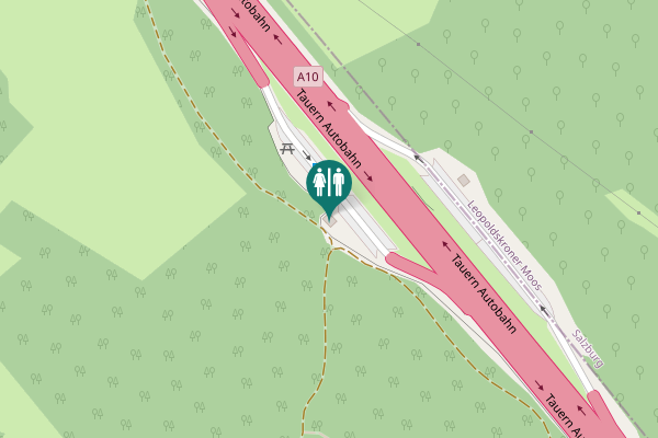 Map showing location of Tauern Autobahn Toilet