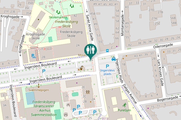 Map showing location of Ingerslevs Boulevard 2G Toilet