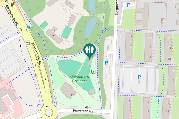 Map showing location of Borgmester P. Christensens Vej Toilet