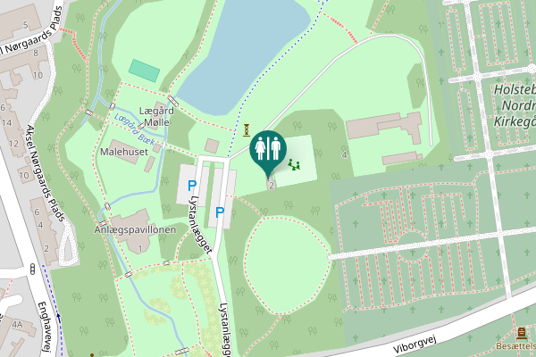Map showing location of Lystanlægget 2 Toilet