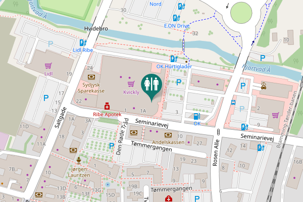 Map showing location of Den Røde Tråd Toilet