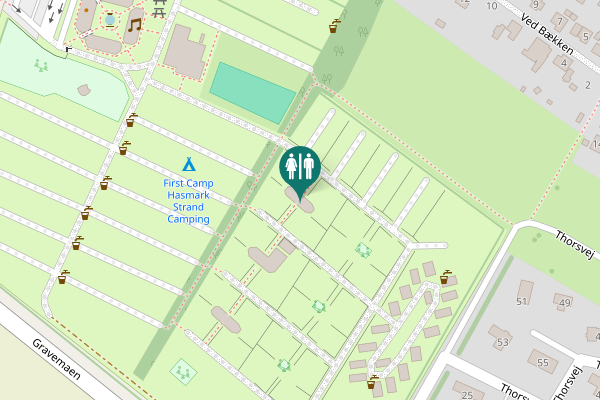 Map showing location of Ved Bækken 18 Toilet
