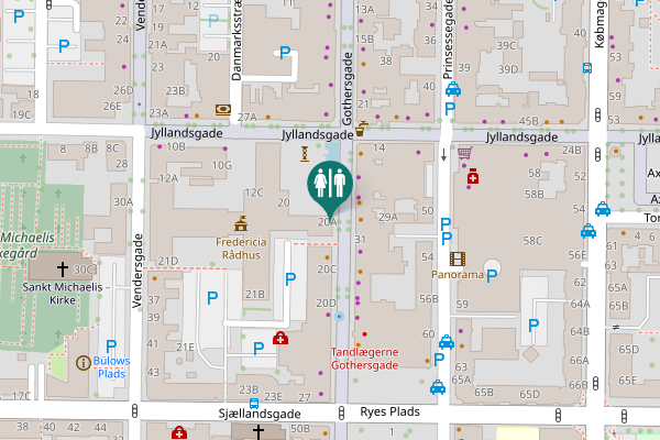 Map showing location of Gothersgade 20A Toilet
