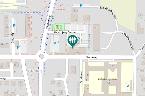 Map showing location of Studievej Toilet