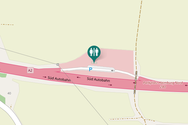 Map showing location of Süd Autobahn Toilet