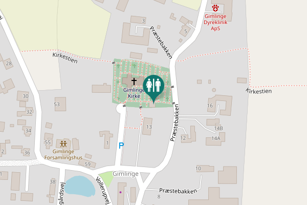Map showing location of Præstebakken 13 Toilet
