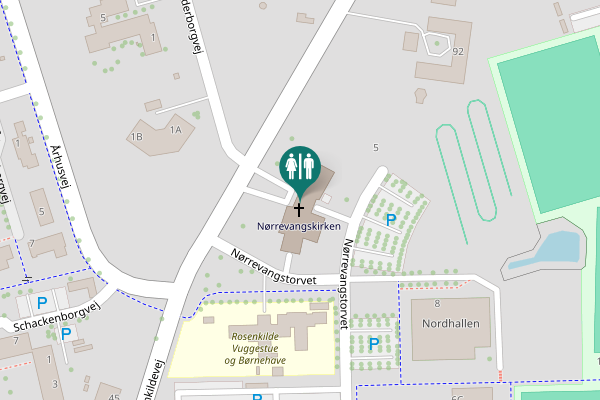 Map showing location of Nørrevangstorvet 1 Toilet