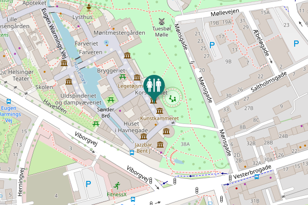 Map showing location of Eugen Warmings Vej Toilet