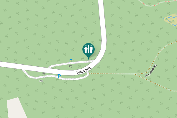Map showing location of Vellingvej Toilet