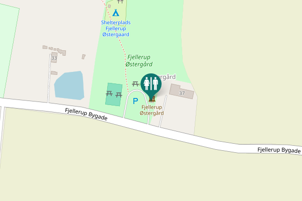 Map showing location of Fjellerup Bygade 35 Toilet
