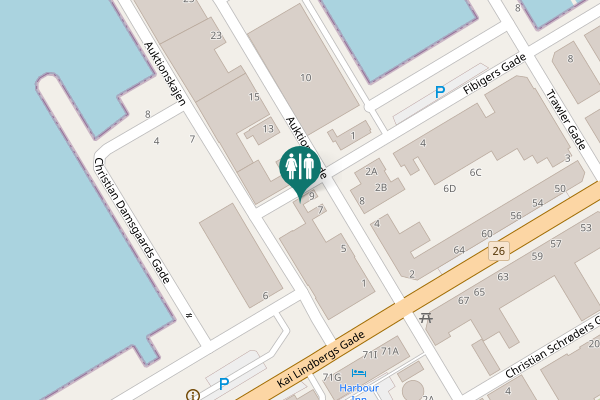 Map showing location of Fibigers Gade 1 Toilet