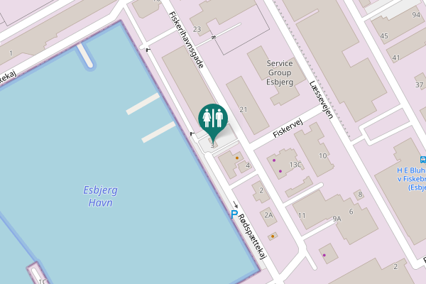 Map showing location of Rødspættekaj 3 Toilet