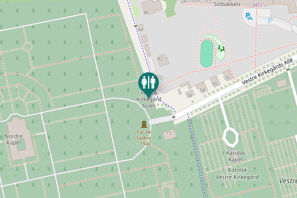Map showing location of Vestre Kirkegård toilet