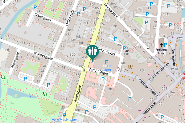 Map showing location of Ved Anlæget 26 Toilet