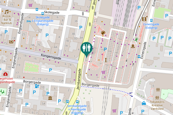 Map showing location of Jernbanegade 9 Toilet