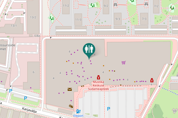 Map showing location of Karjavälja 4 Toilet