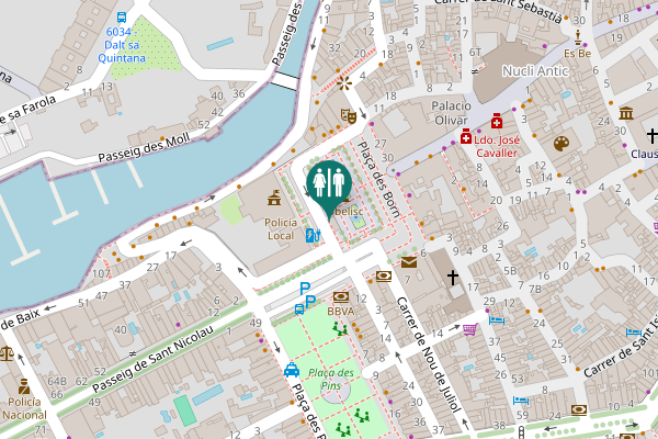 Map showing location of Ciutadella Toilet