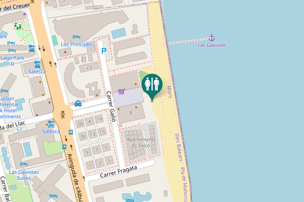 Map showing location of Avinguda del Mar Toilet