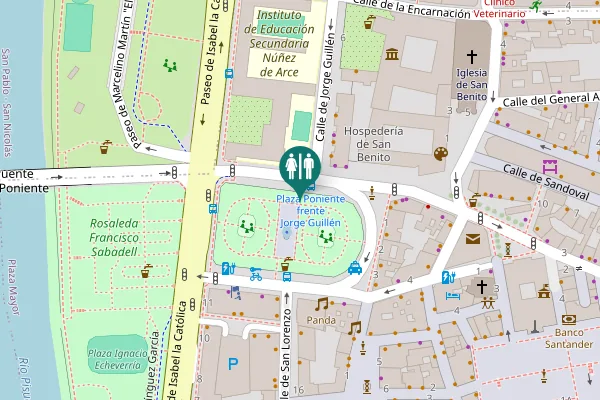 Map showing location of Plaza del Poniente Toilet