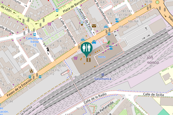 Map showing location of Plaza de la Estación Toilet