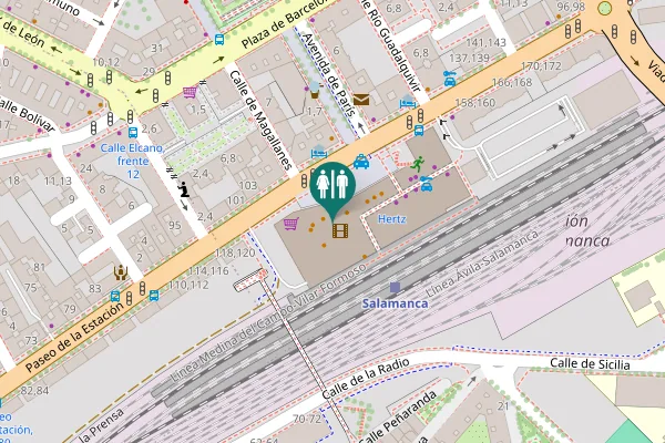 Map showing location of Plaza de la Estación Toilet