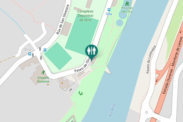 Map showing location of Paseo de Oira Toilet