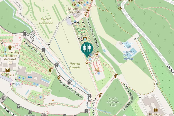 Map showing location of Paseo de las Adelfas Toilet
