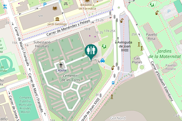 Map showing location of Avinguda de Joan XXIII 15-27 Toilet