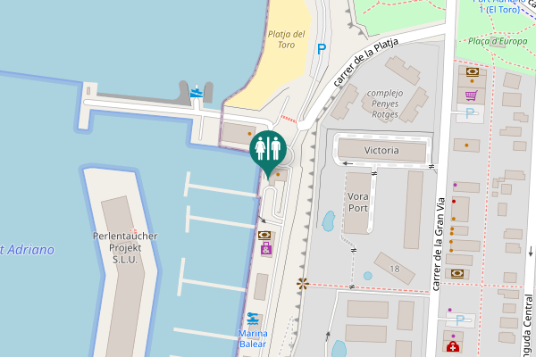 Map showing location of carrer de la Platja Toilet