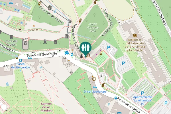 Map showing location of Paseo del Generalife 1F Toilet