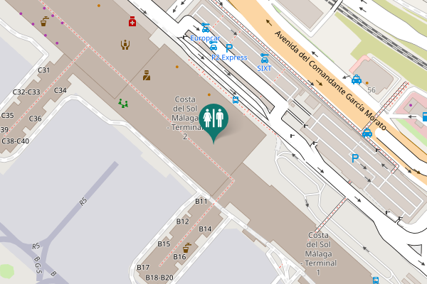Map showing location of Málaga Toilet