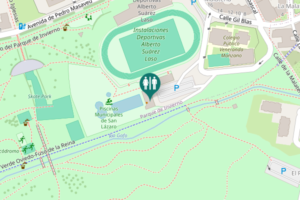 Map showing location of Senda Verde Oviedo-Fuso de la Reina Toilet