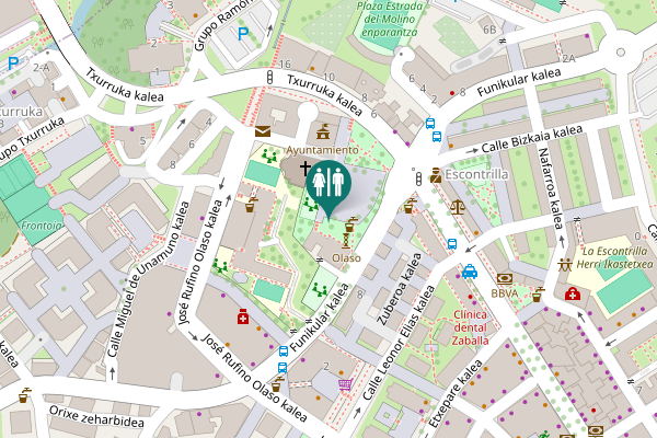 Map showing location of Lauaxeta enparantza Toilet