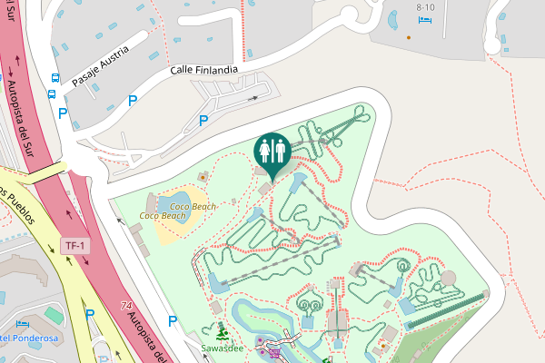 Map showing location of Adeje Toilet