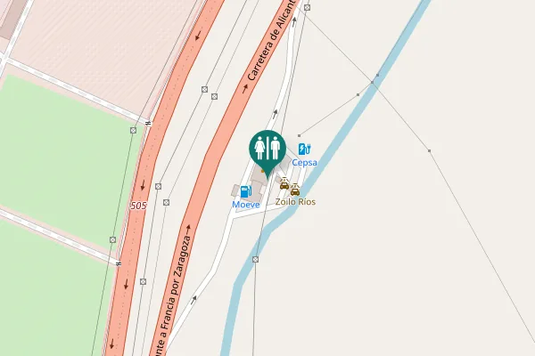 Map showing location of Carretera de Alicante a Francia por Zaragoza Toilet