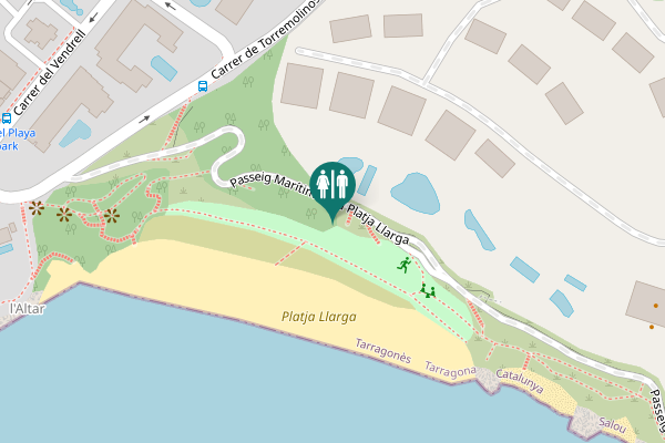 Map showing location of Passeig Marítim de la Platja Llarga Toilet