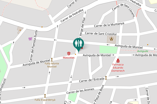 Map showing location of Carrer Verge del Pilar Toilet