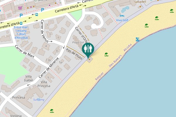 Map showing location of Platja d'Alcúdia Toilet