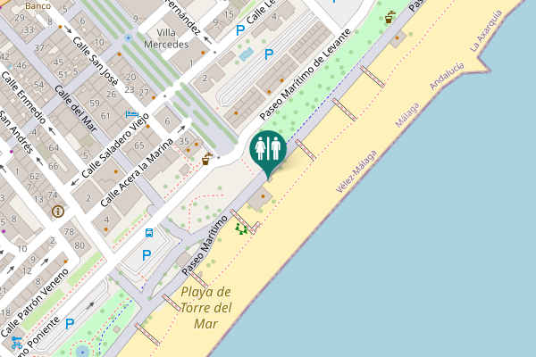 Map showing location of Paseo Marítimo Toilet