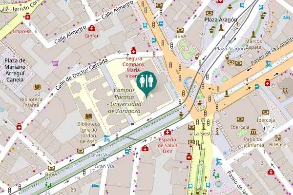 Map showing location of Gran Vía de Santiago Ramón y Cajal 2 Toilet