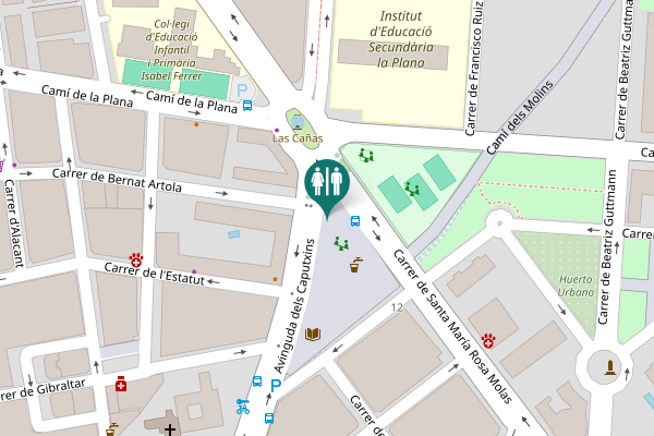 Map showing location of Plaça del Primer Molí Toilet