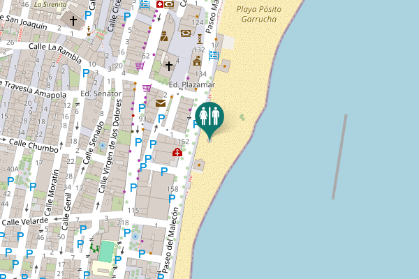 Map showing location of Paseo Maritimo Toilet