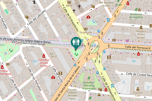 Map showing location of Carril bici Pasillo Verde Toilet