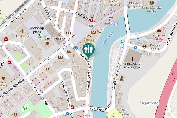 Map showing location of Zumalakarregi pasealekua 1 Toilet