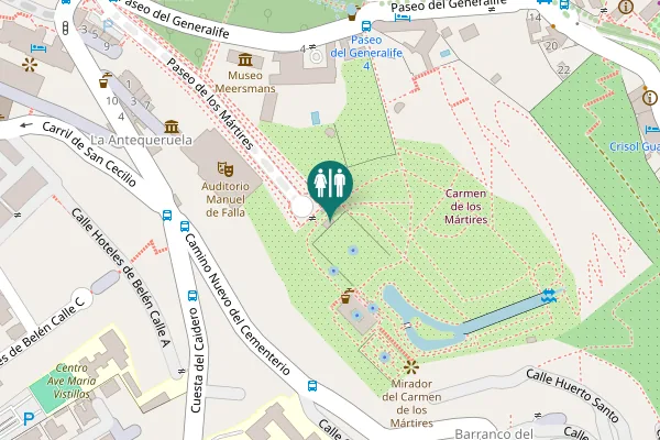 Map showing location of Paseo de los Mártires Toilet
