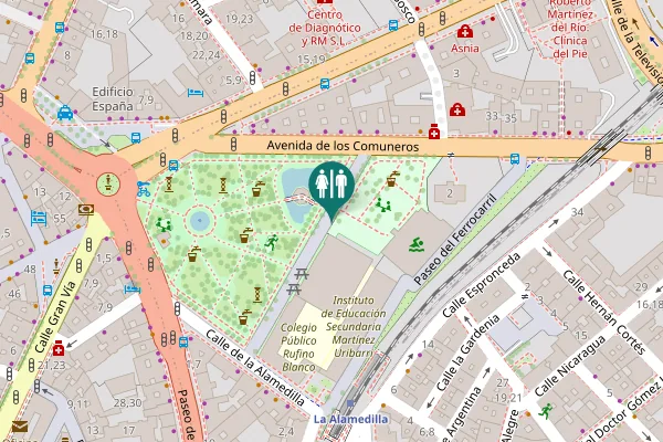 Map showing location of Avenida del Parque de la Alamedilla Toilet