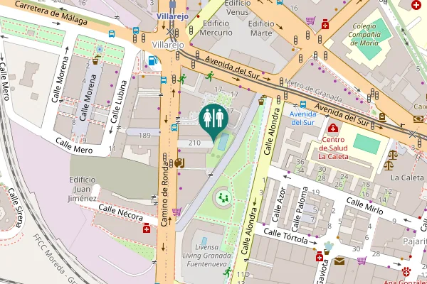 Map showing location of Pasaje de la Luz Toilet