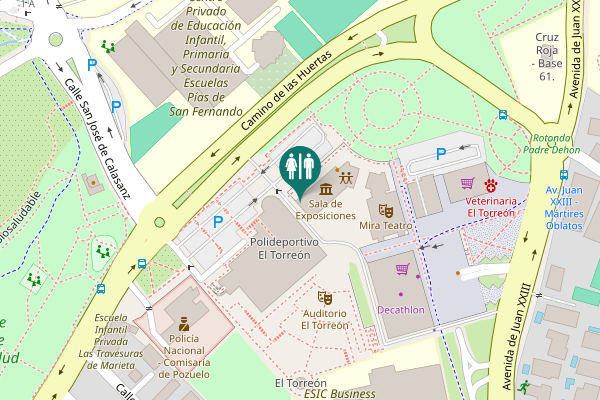 Map showing location of Camino de las Huertas Toilet