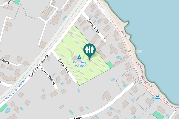 Map showing location of Camí de la Raconà 16 Toilet