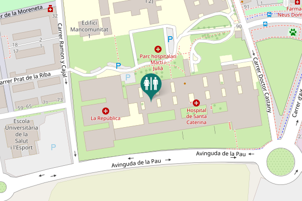 Map showing location of Avinguda de la Pau Toilet